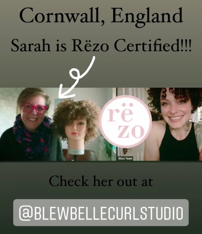 Sarah white Cornwall Curl Specialist qualifies in Rëzo cutting.
